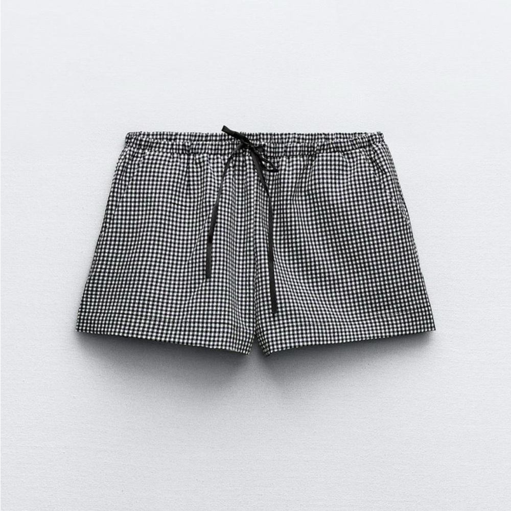Zara Gingham Satin Ribbon Shorts